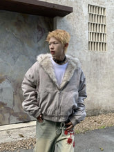 Hearujoy American Retro Woolen Collar Hooded Cotton Jacket Winter Thick Plush Top Men Street Hip-Hop Gothic Harajuku Oversize Jacket Coat